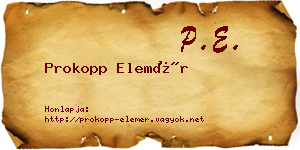 Prokopp Elemér névjegykártya