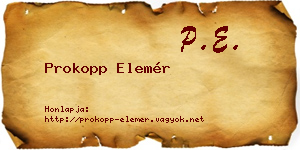 Prokopp Elemér névjegykártya